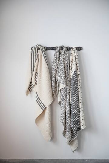 Hello Honey® Coastal Black and White Stripe Throw Blanket and Frayed Edges